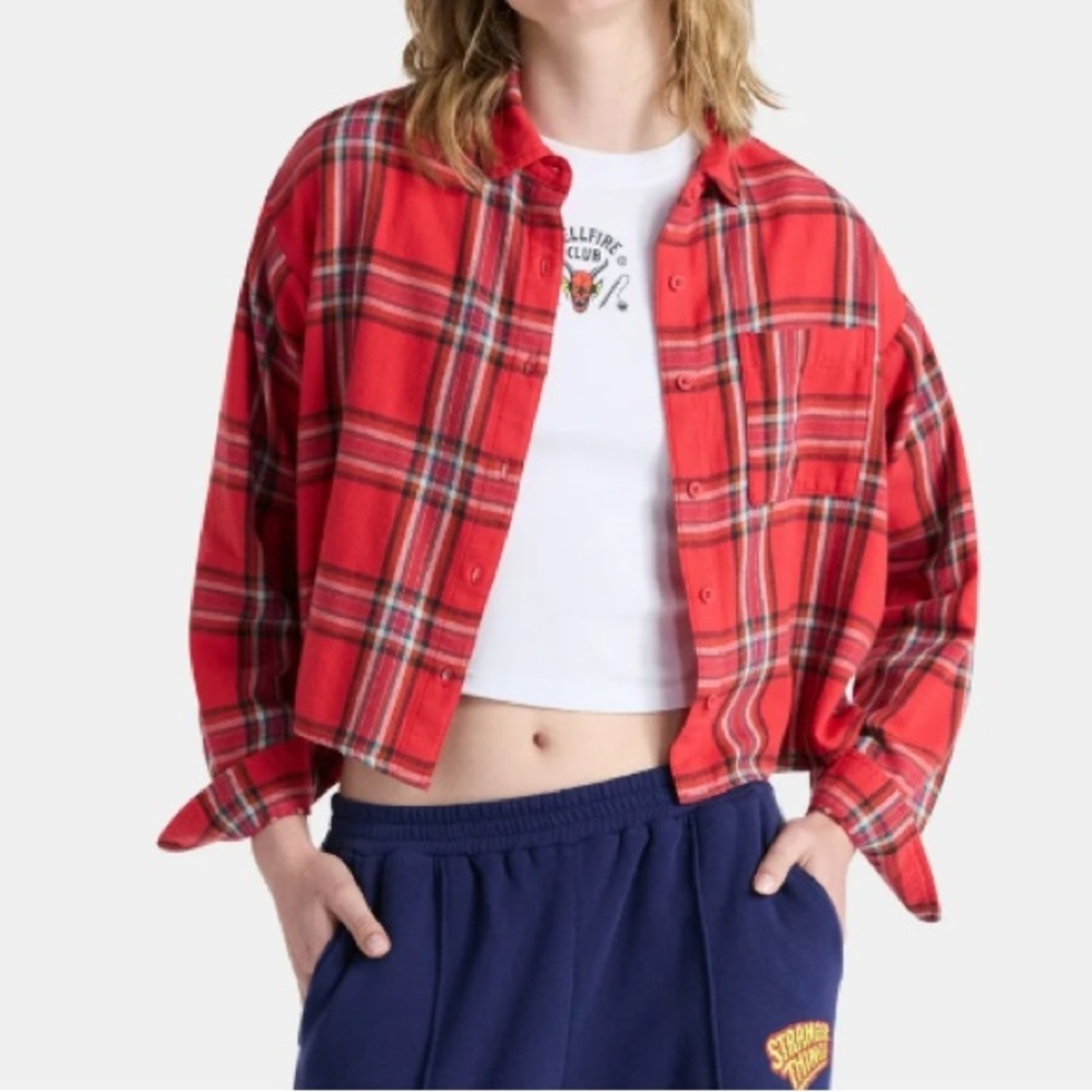 Netflix Stranger Things Cotton Cropped Flannel